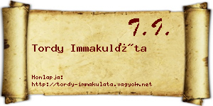 Tordy Immakuláta névjegykártya